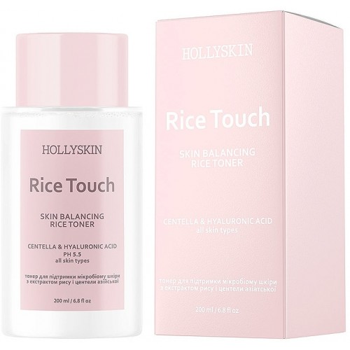 Hollyskin Rice Touch 200 ml Тонер для підтримки мікробіому з центеллою та рисом