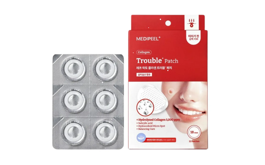 Medi Peel Red Lacto Collagen Trouble Patch 12шт Точкові патчі проти акне ЦБ-00041748 фото