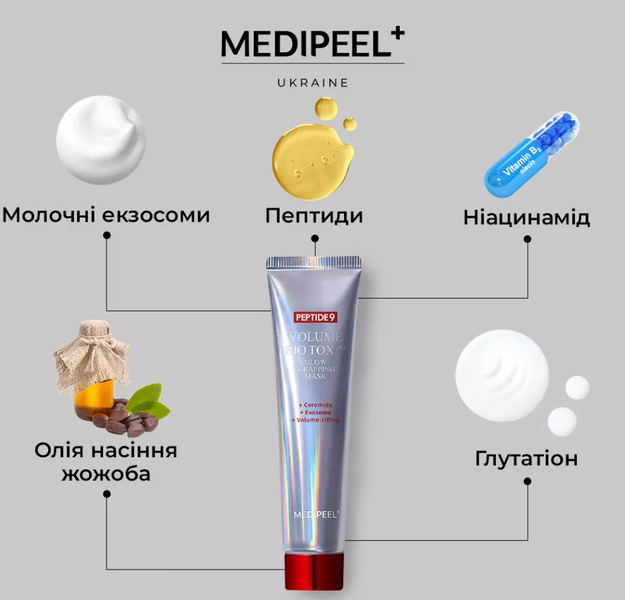 Medi-Peel Peptide 9 Volume Bio Tox Pro 70ml Маска плівка для сяйва шкіри ЦБ-00035569 фото